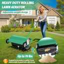 24 Inch Rolling Lawn Aerator, Heavy Duty Manual Aerator Tool, Up to 70 lbs, Push Spike Aeration Tool with 42 Spikes, Suitable for Lawns, Garden, and Yard Grass Aeration [Green]