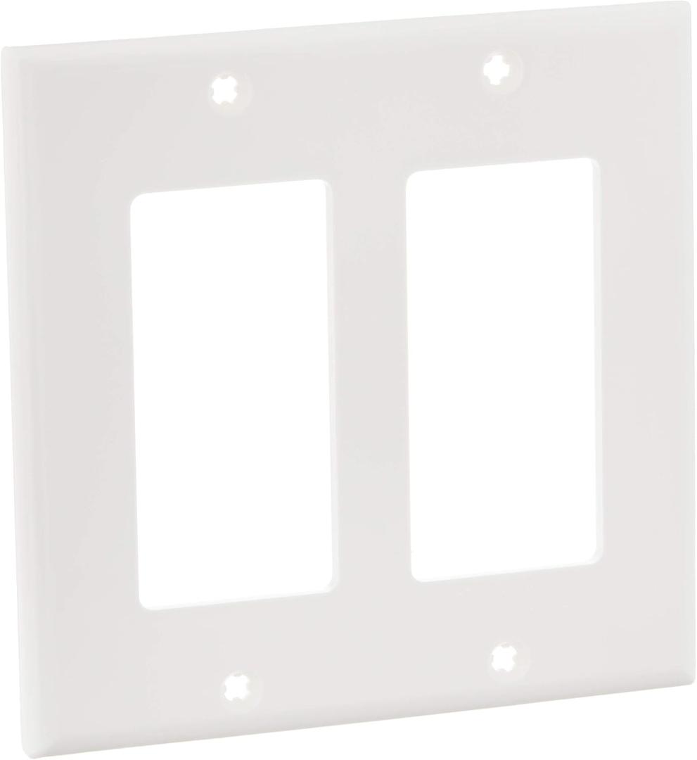 Leviton 2-Gang Decora/GFCI Device Wallplate, Standard Size, Thermoplastic Nylon, 80409-NW, White
