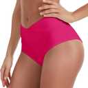 Bellecarrie Women's V Cut High Waisted Bikini Bottom Tummy Control Full Coverage Swimsuit (L)