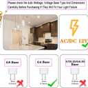G4 LED Bulb Dimmable,Bi-pin T3 JC Type 12V AC/DC,6W Equivalent to 50-60W Halogen,Natural White 4000K for Chandelier, Landscape Lighting,RV Boat Yacht Courtyard Path,Home Lighting,4-Pack