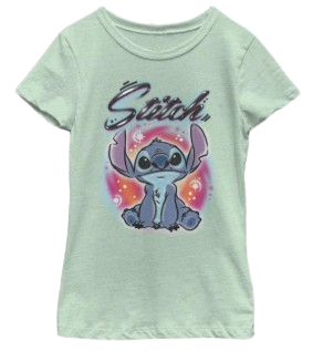 Disney Lilo Stitch Times Girl's Heather Crew Tee (Mint, X-Small)