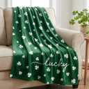Horaldaily St. Patrick's Day Flannel Blanket Throw, Irish Clover Shamrock Green Soft Fuzzy Plush Cozy Fleece Blankets for Couch Sofa Bed Lounging, Ideal Gifts for Kids Adults Self, 50x60