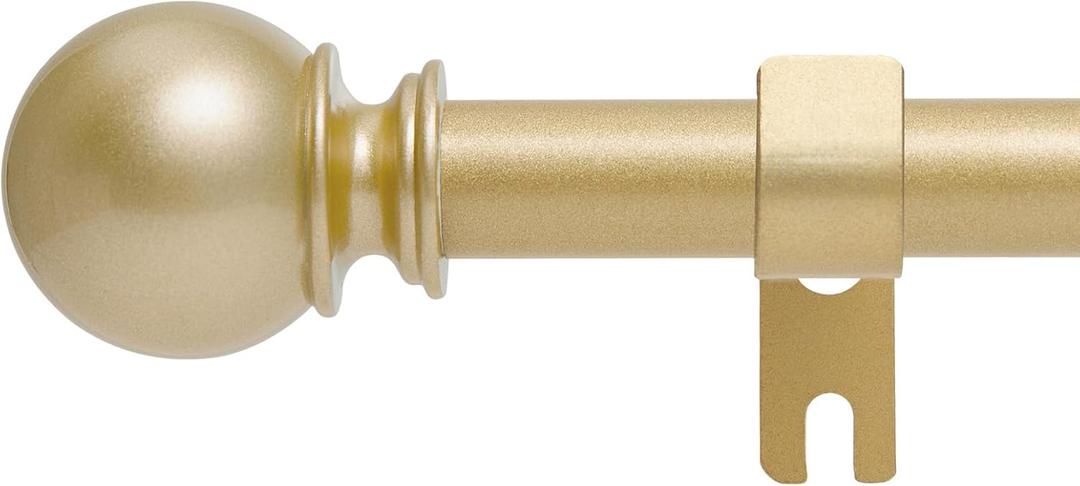 Gold Curtain Rods for Windows 28 to 60 Inch - 5/8 Black Metal Heavy Duty - Decorative Window Small Curtains Rod with Brackets for Kitchen, Bathroom, Sliding Cafe Drapery Rods Door