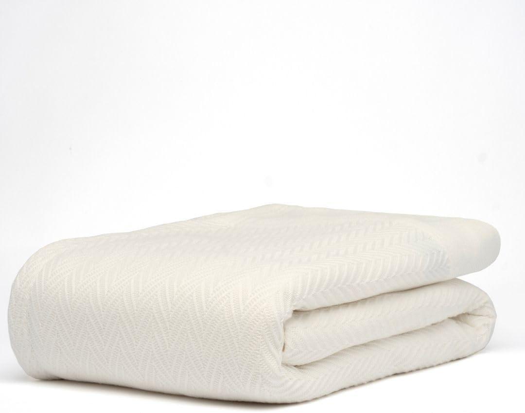 100% Cotton Herringbone Weave Blankets, 90" X 90" Queen, Throw Blanket for Bed, All Season Cotton Blanket, Cozy Blanket, Throws & Bed Blanket, Throw Blanket for Couch, Modern Home Decor -Tusk
