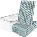 WIBIMEN Mini Ice Cube Trays, 0.55 Tiny Pebble Ice for Iced Coffee & Cocktails, Fast Chill, Easy Twist Release, Stackable with Lid & Storage Bin (4 Pack, Blue)