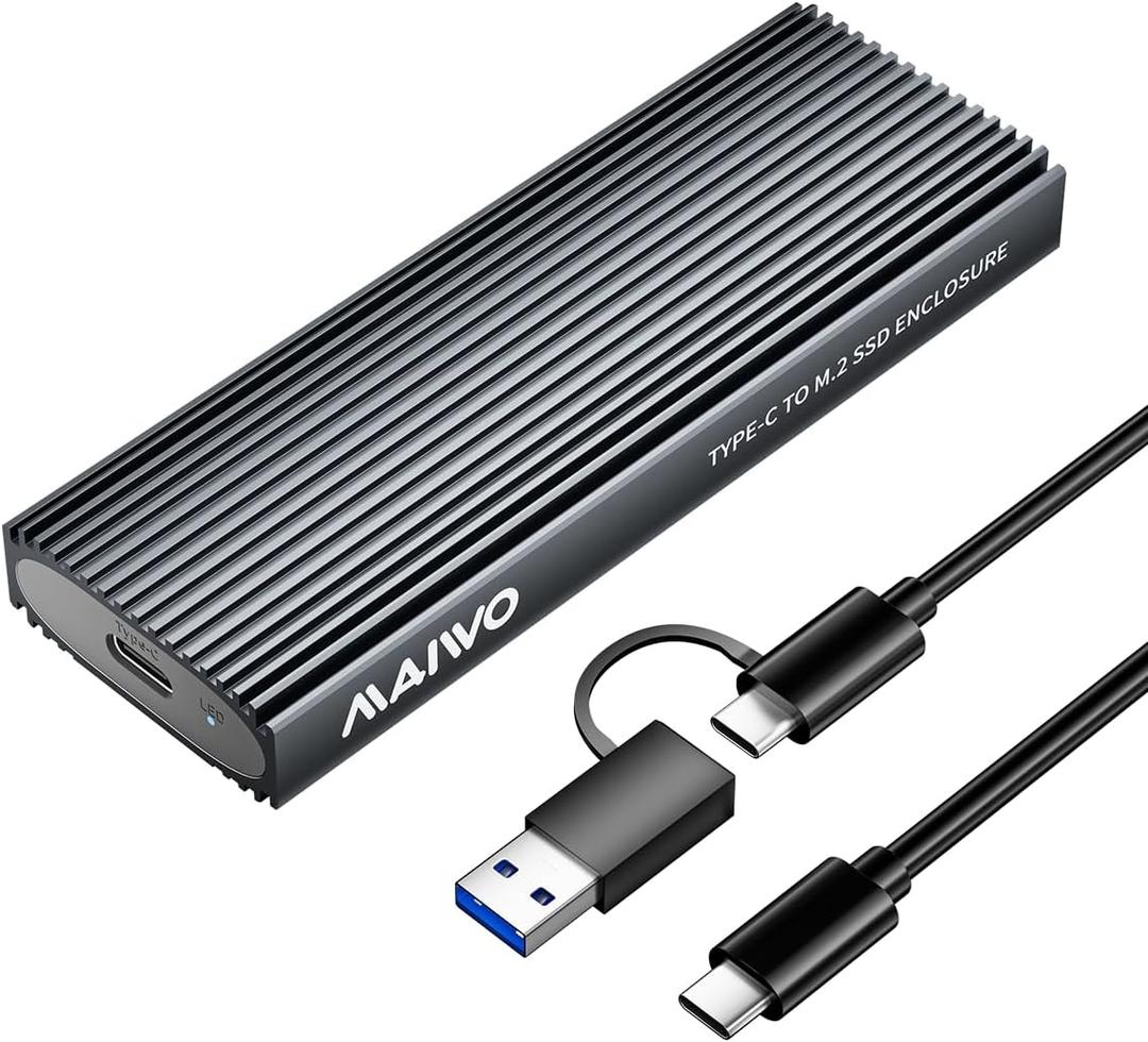 MAIWO M.2 NVMe SATA SSD Enclosure, 10Gbps USB 3.1 Gen2 with UASP Trim, Tool-Free PCIe NVMe NGFF SATA SSD Reader, Supports 2230/2242/2260/2280 M/B+M Key Up to 8TB