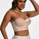 36dd Strapless Bras for Women Longline Beige Pink (Beige)