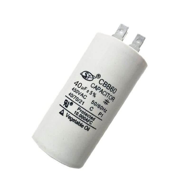40uF CBB60 Capacitor 450V AC 50/60Hz Cylinder Shape 95mm Motors Start Run Replacement Part for Air Compressor Water Pump,White