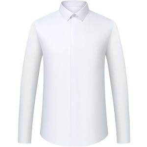 Men's Formal Dress Shirts Hidden Button Front French Cuffs Shirt Random Metal Cufflinks, XL