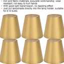Set of 6 Small Lamp Shades, Clip on Drum Lamp Shade for E14 Bulbs, Gold Fabric Lampshade Replacement for Table Floor Wall Ceiling Chandelier Lamps, 3.7x5.6x5.1inch
