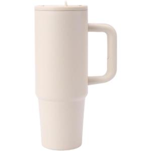 30oz,40oz Tumbler with Handle and Straw 40 oz Flowstate 3-Position Lid Cup Holder Compatible for Travel Insulated Stainless Steel CupWhite 30oz