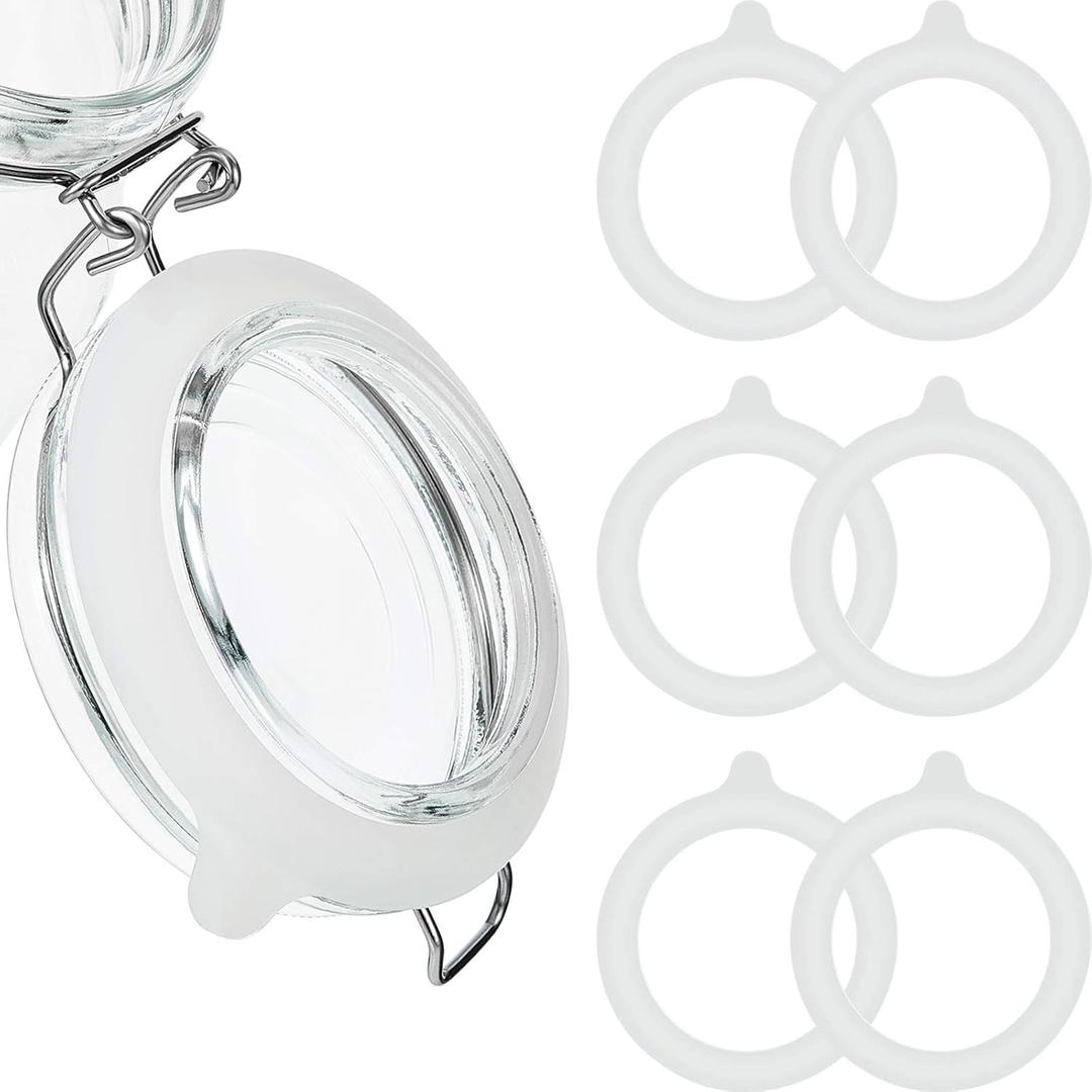 Outus 8 Pieces 3.75 Inches Silicone Jar Gaskets Replacement Silicone Seals Airtight Gasket Sealing Rings for Regular Mouth Canning Jar(White)