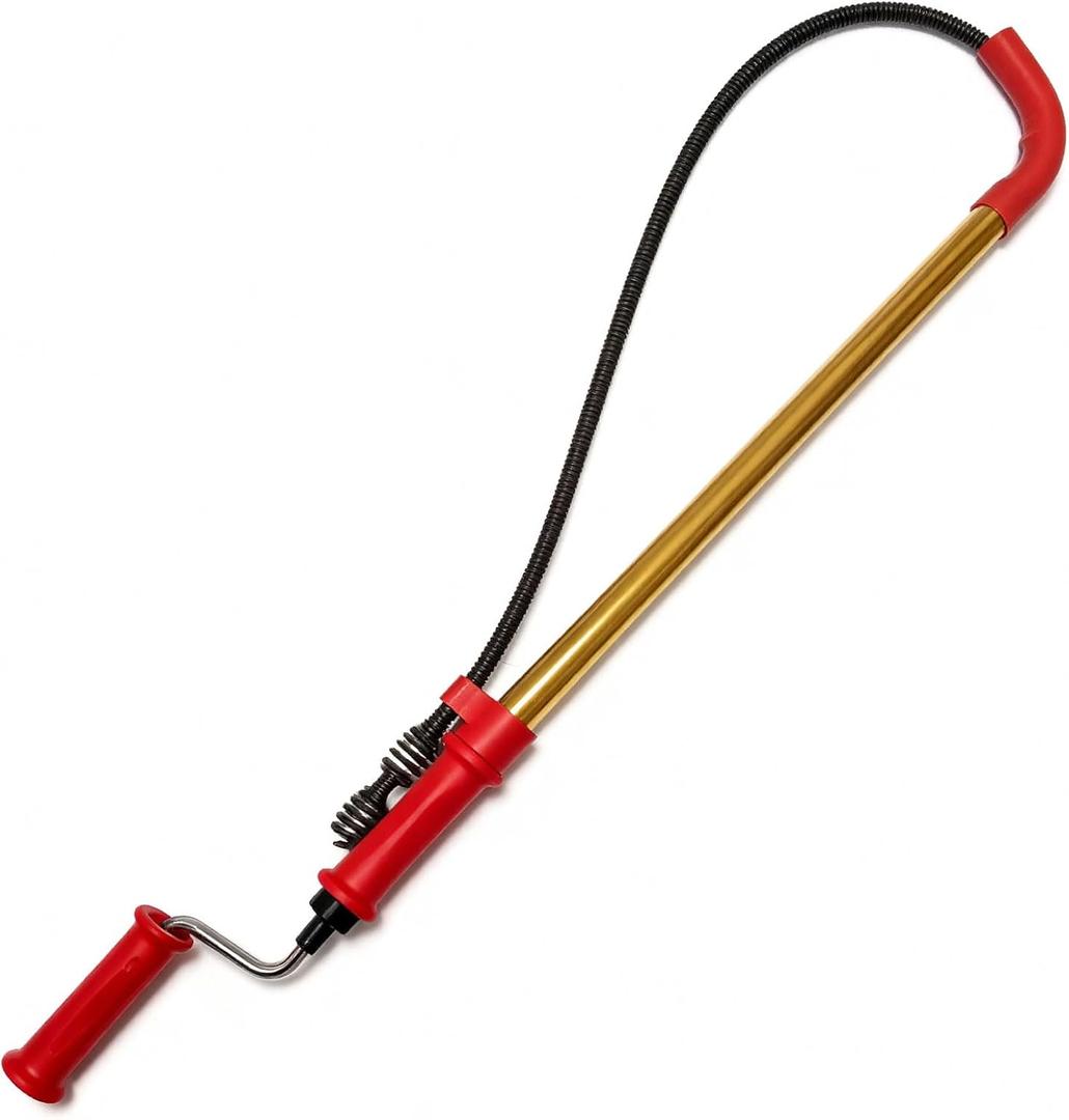 56658 K-6P 6FT Toilet Auger Snake for Use Manually or with Drill, Telescopic for Greater Reach, Heavy-Duty Toilet Auger Clog Remover Tool with Dual Bulb Head, Flexible Closet Auger with Vinyl Guard
