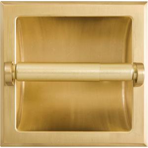 SENTO Recessed Gold Toilet Paper Holder, Wall Mounted Heavy Duty Metal Toilet Paper Roll Holder with Rear Mounting Bracket, in Wall, Easy Installation, Satin Brass