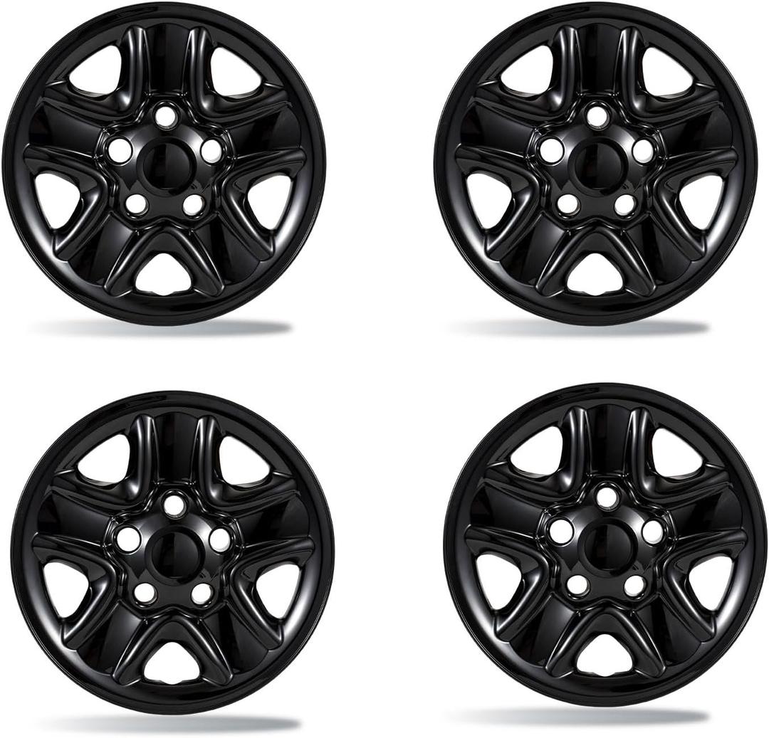 18 Wheel Covers for Toyota Tundra 2007-2021 | 4-Pack Precision Fit ABS Hubcaps | OEM Style Replacement | Rust-Proof Wheel Skins (Gloss Black)