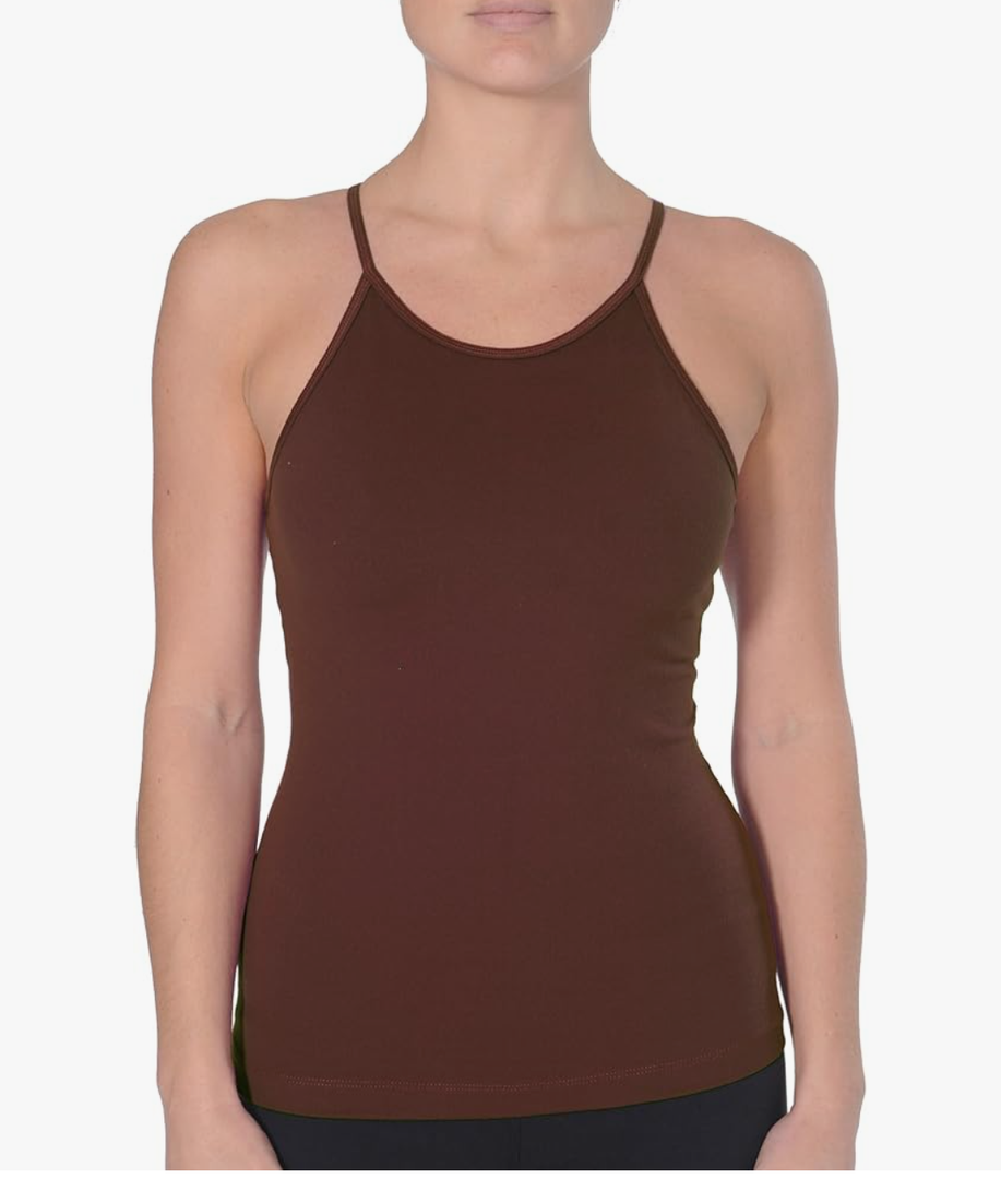 Beyond Yoga Criss-Cross Cami, Size Medium, Brown