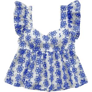 MakeMeChic Women's Floral Ruffle Sleeve Babydoll Shirts Sweetheart Neck Blouse Summer Tops (XL)