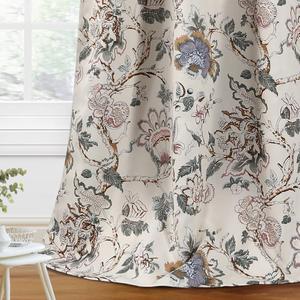 H.VERSAILTEX Blackout Curtains 96 Inch Length 2 Panels Set Floral Print Curtain Drapes for Living Room Thermal Insulated Grommet Window Curtains for Bedroom - Traditional Floral in Sage and Brown (52"W x 96"L (Pack of 2))