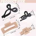 Lourny Silicone Hair Clips for Women, 4 PCS Non-Slip Strong Hold Flexible Cloud Claw Clips for Thin or Thick All-Day Comfort Large Bow Hair Clips(Black+light khaki+dark khaki)