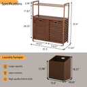 Baveke Bamboo Tilt Out Laundry Hamper with 2 Tier Shelves, Hidden Laundry Hampers with 2 Removable Bags, Pull Out Laundry Hamper Cabinet, Bathroom Storage Shelf for Laundry Room, FSC-Certified, Brown