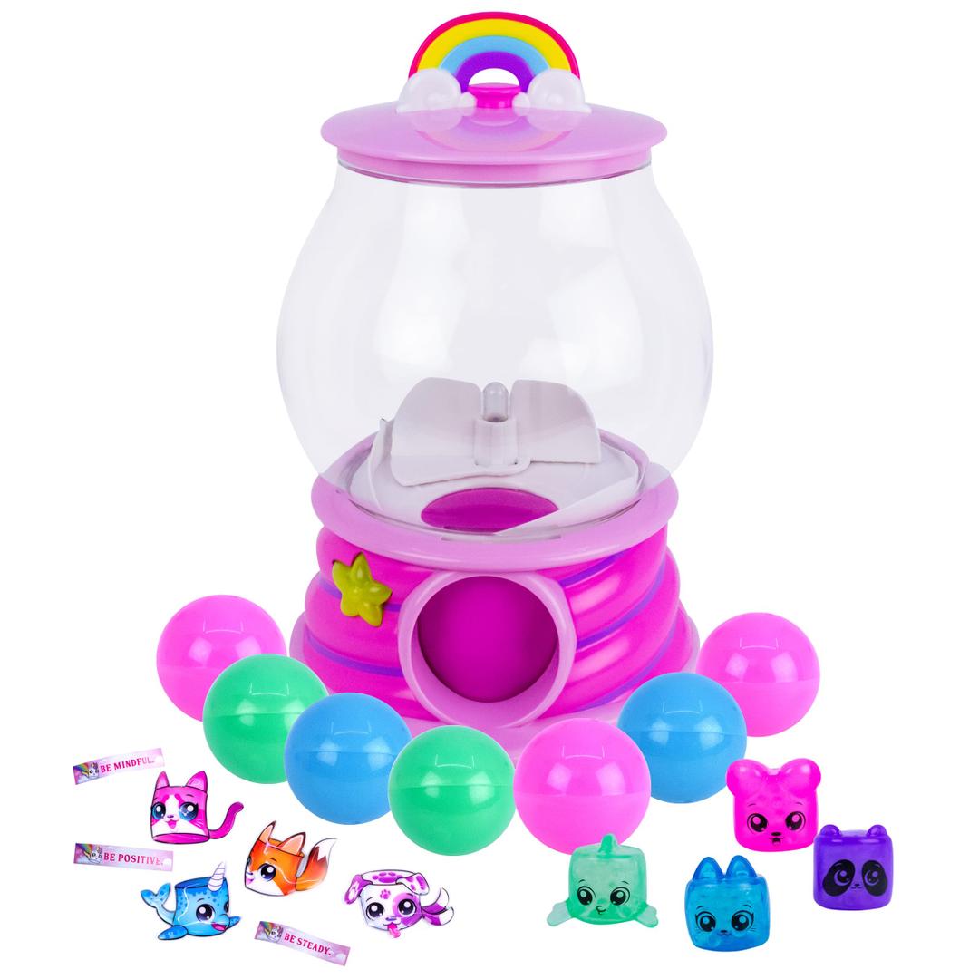 Gumball Magic Gumball Machine Toy – Interactive Light Up Surprise Machine with 7 Gumball Reveals, Squishy Fidget Toys, Puffy Stickers & Positive Affirmations, Collectible Toy for Kids Girls Boys 4–10
