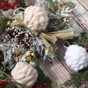 Soulchen 6 Pcs Farmhouse Rustic Crochet Christmas Ball 3.5 Inch Neutral Christmas Ornaments Handmade Chunky Knitted Cozy Xmas Tree Decor Ball Neutral Hanging Decoration for Xmas Tree(Coffee)