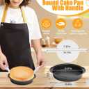 8" Round Cake Pan, 2PCS Nonstick Cake Pans with 100 PCS Parchment Paper, Carbon Steel Cake Baking Pans with Handle, Dishwasher Safe