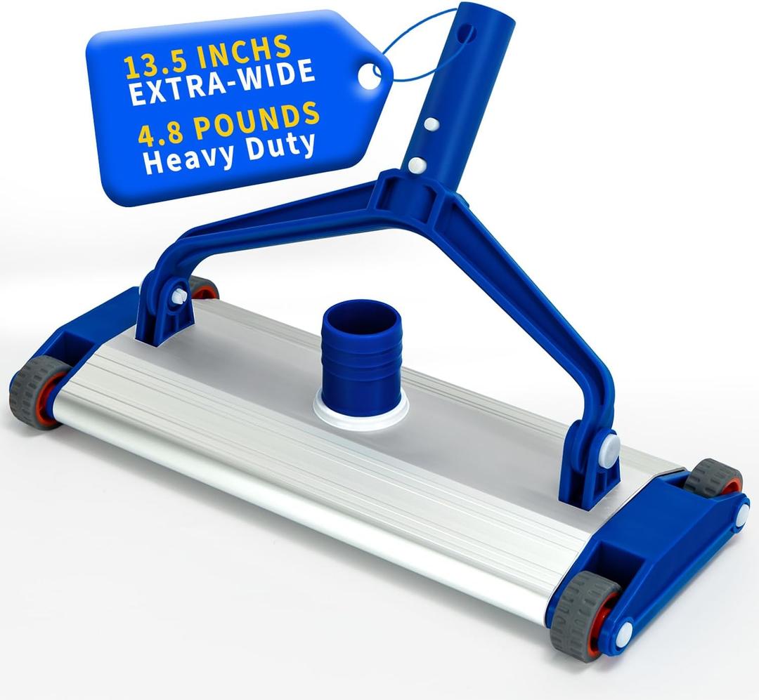 Heavy Duty Pool Vacuum Head, 13.5 in Aluminum Body, Weighted | Fits 1.5 in hoses; deep-cleans inground and above-ground pools, including vinyl liners, floors, steps and corners