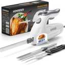 Electric Knife for Meat Slicing, Turkey, Carving Meat, Turkey, Bread & More | Ergonomic Handle + 2 Carving Stainless Steel Blades and Serving Fork Included, 6 Foot Cord