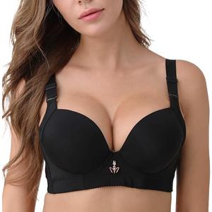 FallSweet Wireless Add 2 Cups Padded Plunge Bras Back Smoothing Push Up Brasieres,42B