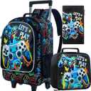 KLFVB Rolling Backpack for Girls Boys, Kids Roller Wheels School Bookbag with Lunch Bag, Wheeled School Bag for Children