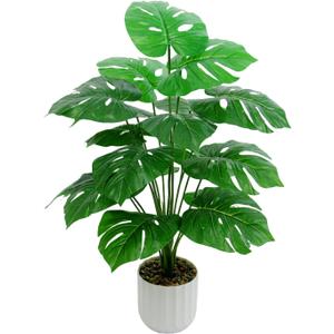 Freyalife 28 Fake Plant Artificial Monstera for Room Decor, Faux Potted Plants Indoor for Home Living Bedroom Aesthetic Farmhouse Dorm Office Classroom and Outdoor Garden Porch Balcony Decor