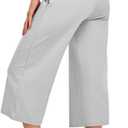 UEU Womens Capri Yoga Pants Summer Wide Leg Loose Casual Cropped Lounge Drawstring Pajama Capris Sweatpants with Pockets