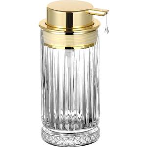 Glass Liquid Soap Dispenser, Refillable Liquid Dispenser with Gold Pump, Hand Soap Dispenser for Bathroom Kitchen, Home Bathroom Decor Liquid Type/Clear
