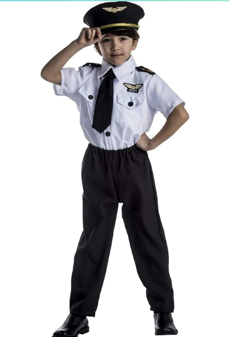 Dress Up America Pilot Costume for Kids - Airline Captain Uniform - Career Day Dress Up for Children Size M