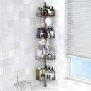 Adjustable Corner Shower Caddy Organizer Shelves, Bathroom Shelf, 4 Tier, Black, 2 Ways of Installation