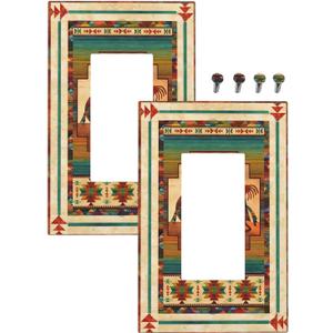 Decorative Outlet Covers Native American African Afro 1 Gang Rocker Light Switch Cover Plate Single Decora Light Switch Covers Wall Plate Faceplate for Home Bedroom Decor （2 Pack）