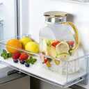 Glass Pitcher, Mituer 60oz Glass Water Pitchers with Handle and Lid, Tea Pitcher for Fridge, Iced Tea, Coffee Milk, Juice