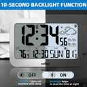 Atomic Clock, 10" Digital Clock Large Display, Wall Clocks Battery Operated with Backlight, Wireless Outdoor Sensor, Alarm Clock Indoor Outdoor Temp, 4 Time Zones, Auto DST, Clock for Bedroom (Sliver)