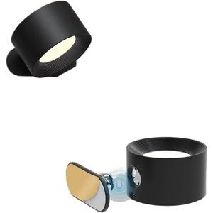 Led Wall Lamp Touch Control Remote 360 Rotatable USB Recharge Wireless Portable Night Light for Bedroom Reading Lamp (Black, 1Pcs)