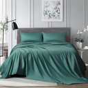 King Size Sheets Set Green 1000 Thread Count Egyptian Cotton Sheets Luxury 4PC Hotel Quality Deep Pocket King Sheet Set Soft Silky Cooling Satin Sheets