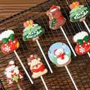 3 x 1 Pcs Christmas Party Cake Decoration Fondant Mold, Elk Candy Lollipop Silicone Mold for Chocolate Cookie Flower Paste Dough Gum Mousse Clay Resin Plaster Easy to Clean and Demold