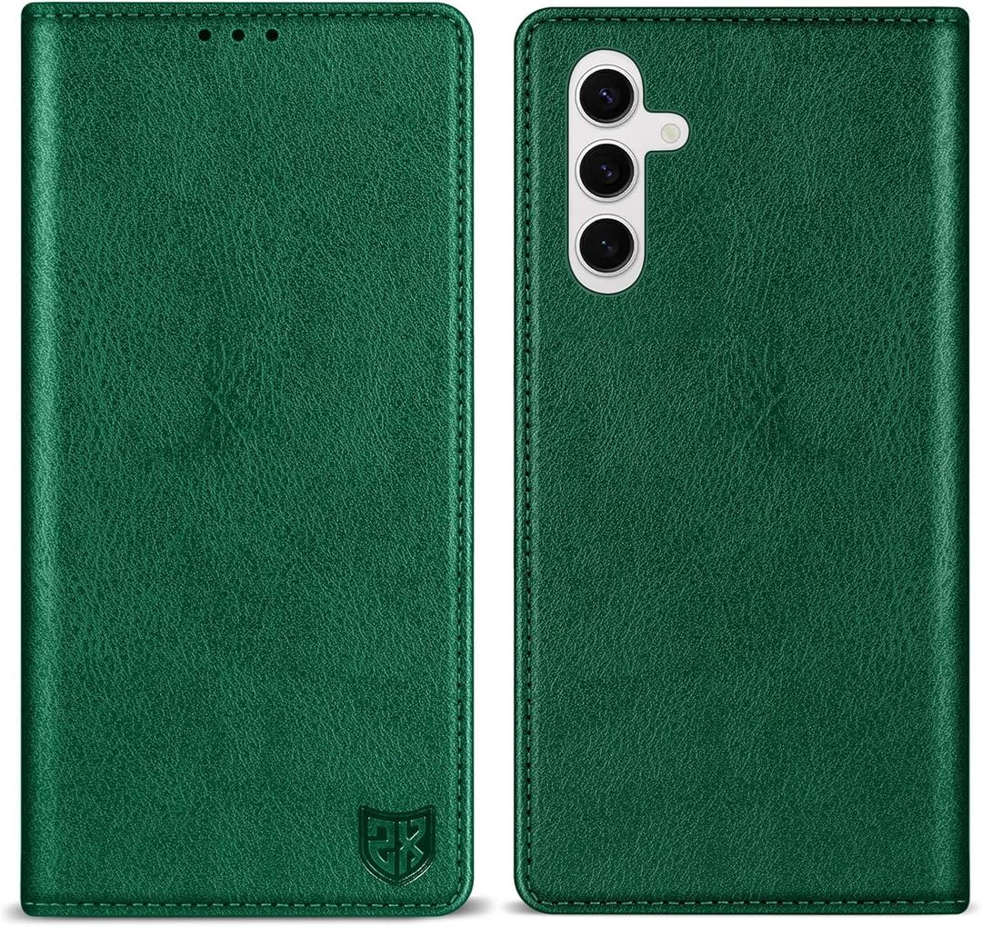 ZZXX for Samsung Galaxy S23 FE Wallet Case with [RFID Blocking] Card Slot Stand Strong Magnetic Leather Flip Fold Protective Phone Case for Samsung Galaxy S23 FE Case Wallet(Green-6.4 inch)