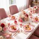 WELLIFE Pink Plastic Plates 10 Inch -150 Count for Party, Disposable Plastic Party Plates for Valentine's Day Easter Mother's Day Baby Shower Dinner Dessert Cake Light Pink
