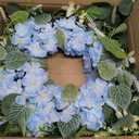 22 Inch Wreaths for Front Door, Spring Summer Flower Wreath - Blue Hydrangea & Eucalyptus Artificial Wreath for Easter, Front Door, Outdoor, Indoor, Window, Farmhouse Decor