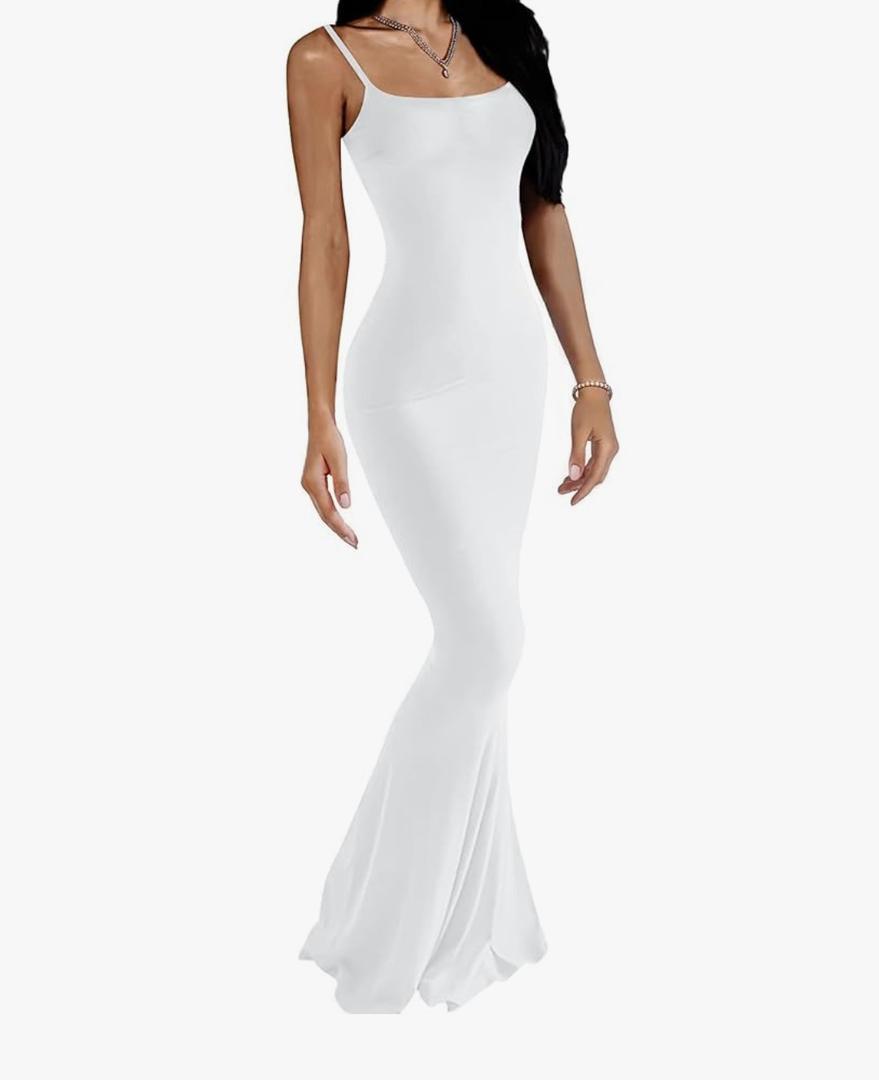 VIUTIL Women's Maxi Bodycon Dress Sexy Spaghetti Strap Sleeveless Tight Slip Long Dresses 2023,XXS