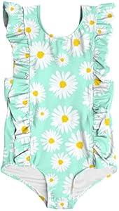 RAISEVERN Baby Girls Swimsuit Ruffles Bathing Suits Cute Beach Sport Swimming Backless Summer One Piece Swimwear 2-7 Years (02)