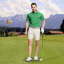 M MAELREG Golf Shirts for Men Dry fit Sports Jacquard Lightweight Performance Texture Short Sleeve Collared Polo Shirts (Green, M)