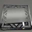 2 Piece Square Hollow Crushed Diamond Decorative Mirror, Silver Crushed Diamond Mirror Decor Wall for Living Room Bedroom Bathroom (12x12)