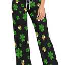 Women's Pajama Sleep Pant Palazzo Pjs Lounge Bottom Wide Leg Pant with Drawstring (XS)